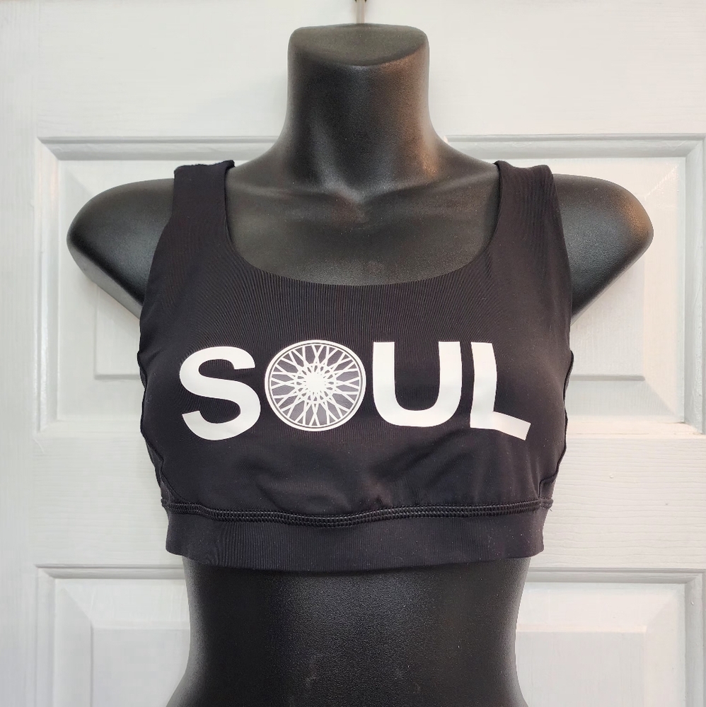 Lululemon × Soul Cycle Logo Sports Bra with Criss Cross Back Straps Black Size 8